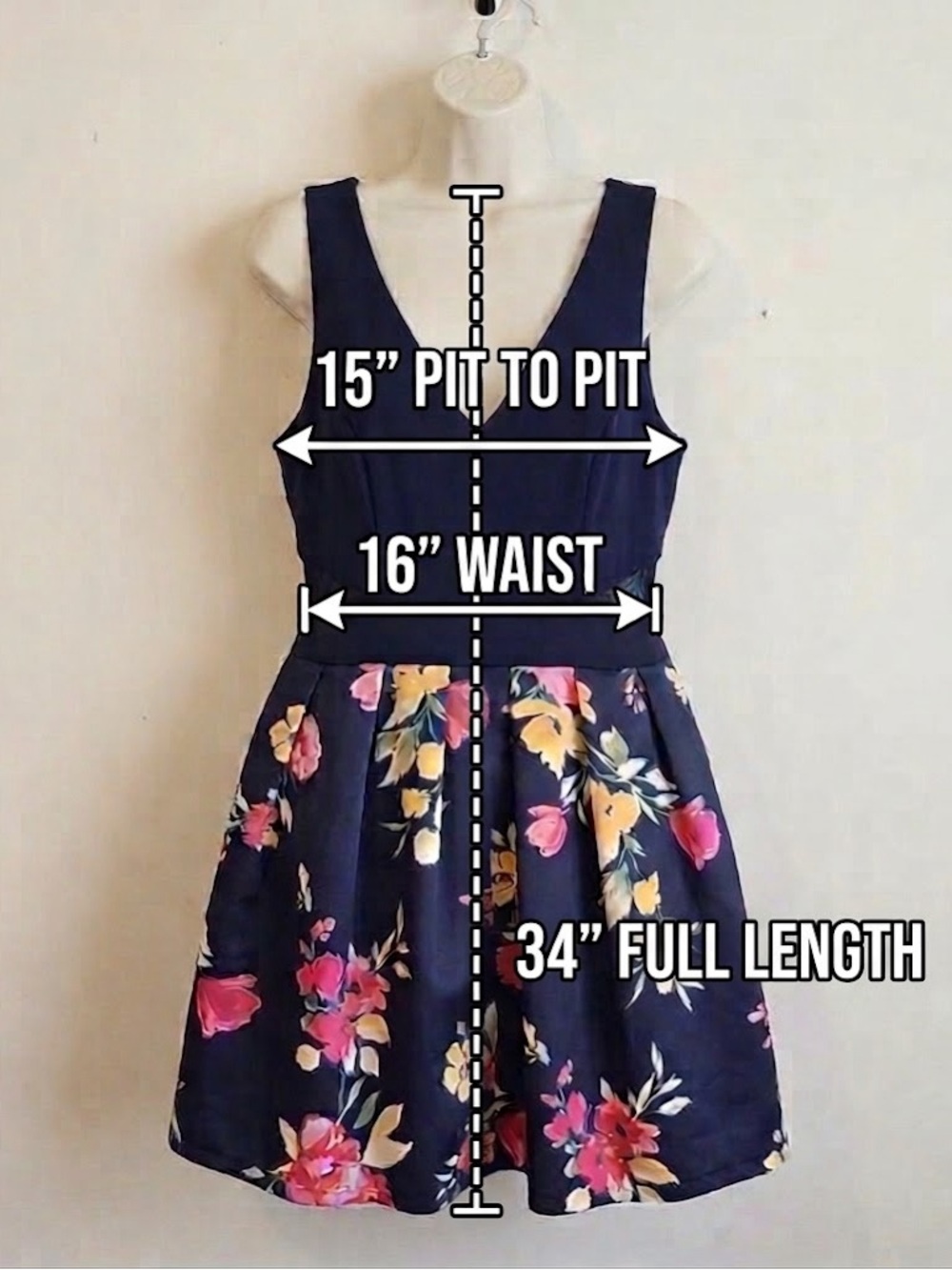 💙 Floral Sleeveless Cocktail Dress Size 12 💙 Preloved 💙 - Picture 4 of 4